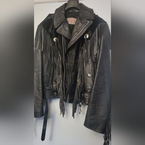 Mex Tex Fringed Black Leather Jacket